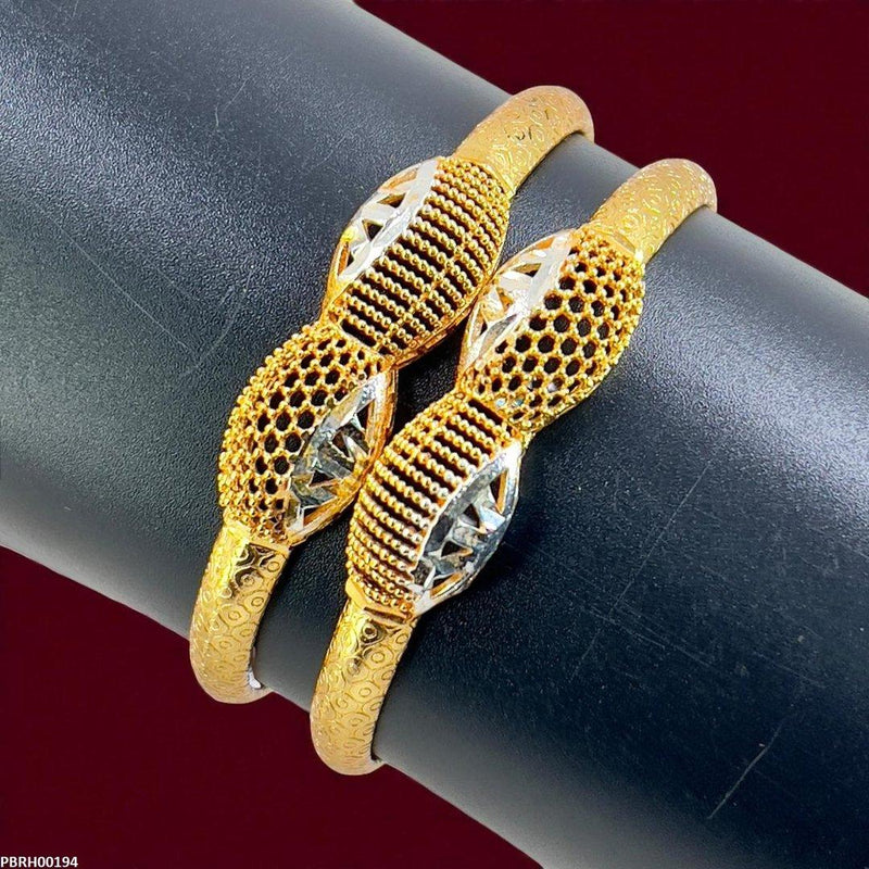 Two-Tone Filigree Bangles 2 Pcs Set