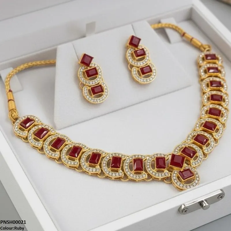 Rectangle Round Necklace Set