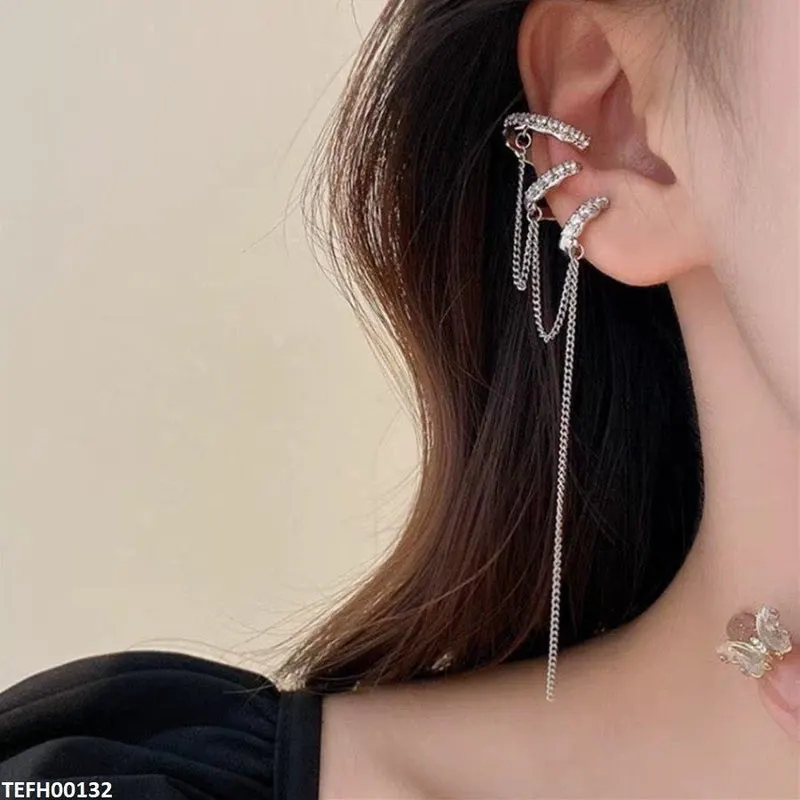 Clip-on Single Ear Cuff with Chain