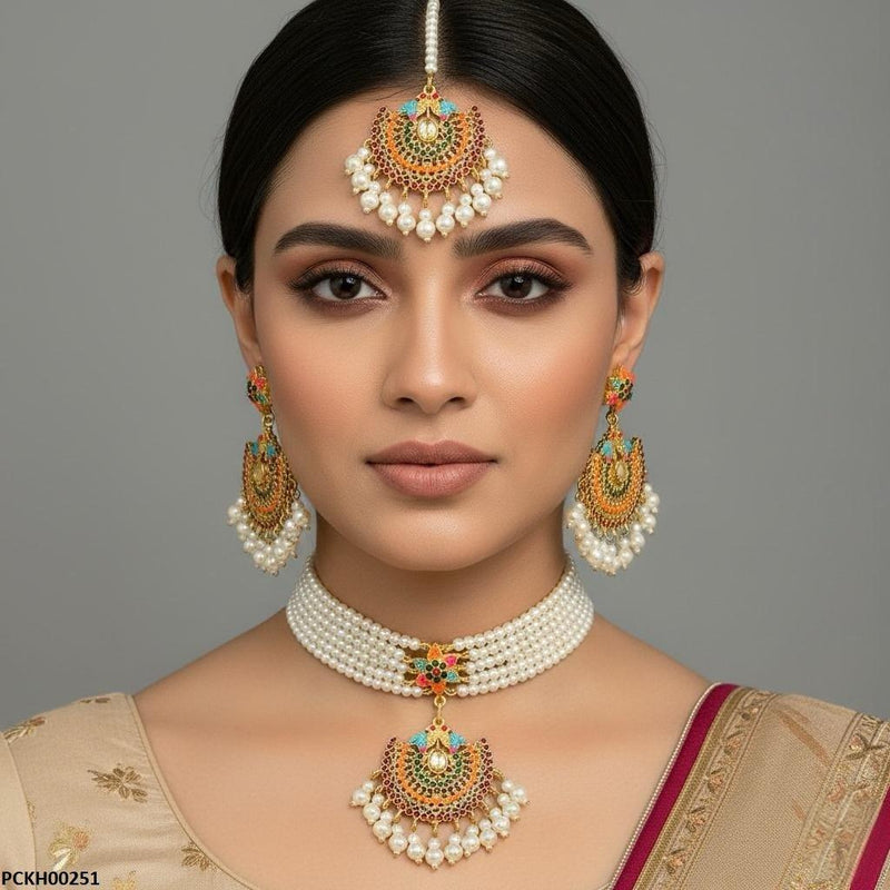 Multi-Star Pearl Drop Choker Set