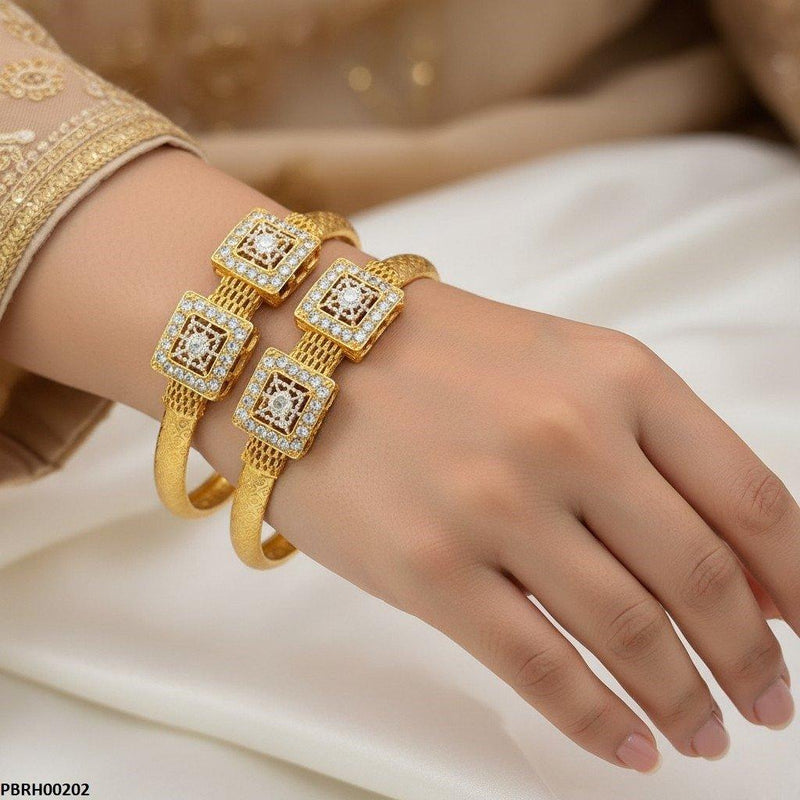 Double Square Flower Bangle Set