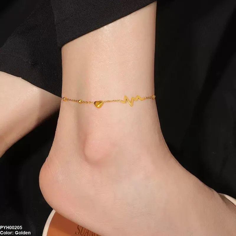 Stainless Steel Heart Anklet Single