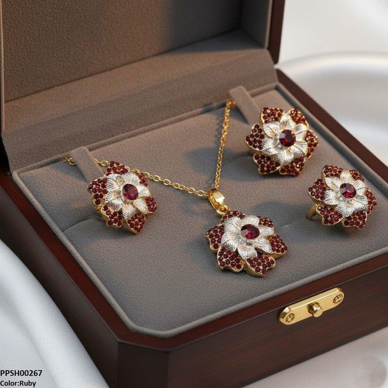 Round Flower Pendant Set