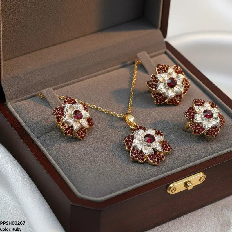 Round Flower Pendant Set