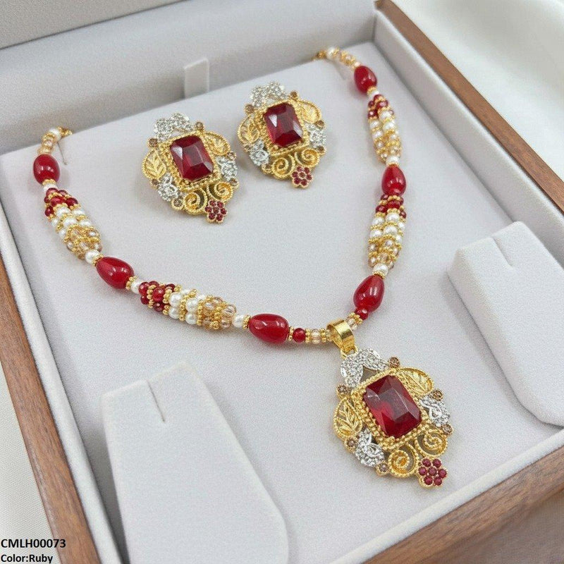 Rectangle Flower Drop Mala Set
