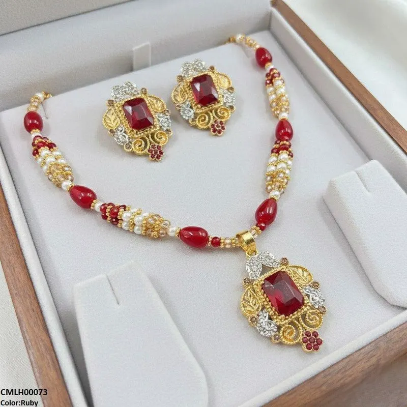 Rectangle Flower Drop Mala Set