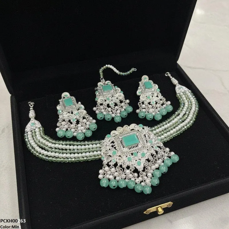 Rectangle Flower Choker Set