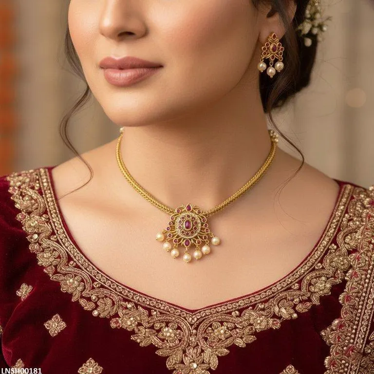 Oval/Tear Pearl Drop Necklace Set