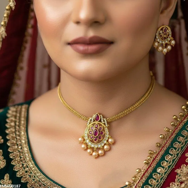 Tear/Oval Flower Pearl Drop Necklace Set