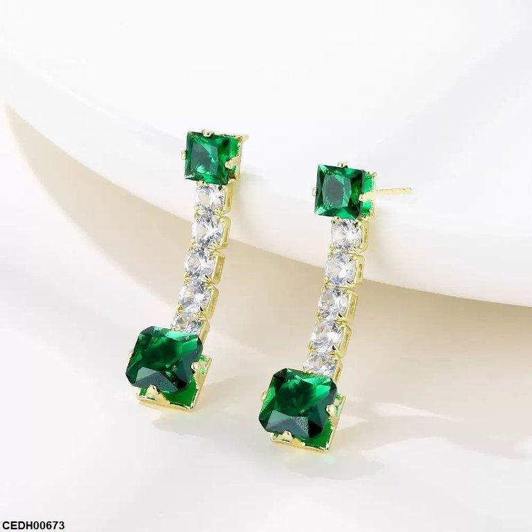 Square Stone Drop Earrings