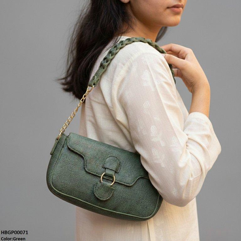 Willow Strap Jute Armpit Bag Green