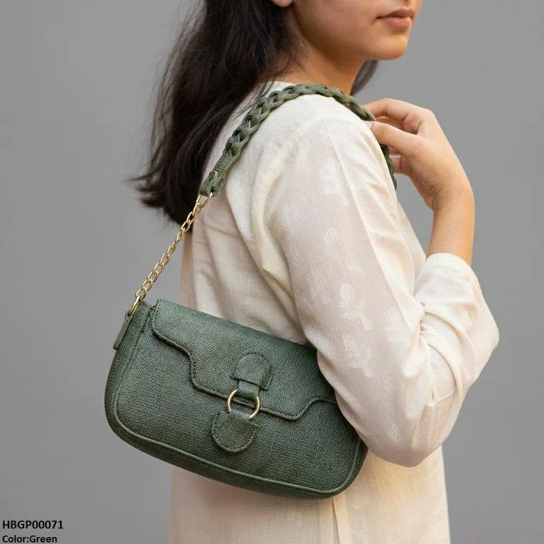 Willow Strap Jute Armpit Bag Green