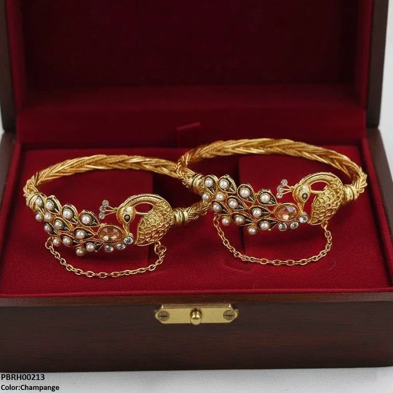 Peacock Round Bangles Set Adjustable