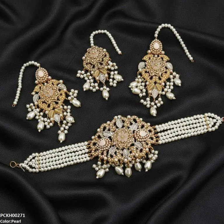 Tear Flower Pearl Choker Set