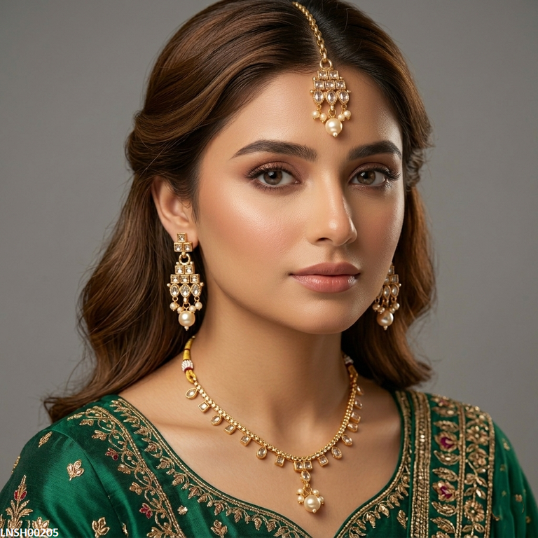 Square/Oval Pearl Drop Necklace Set