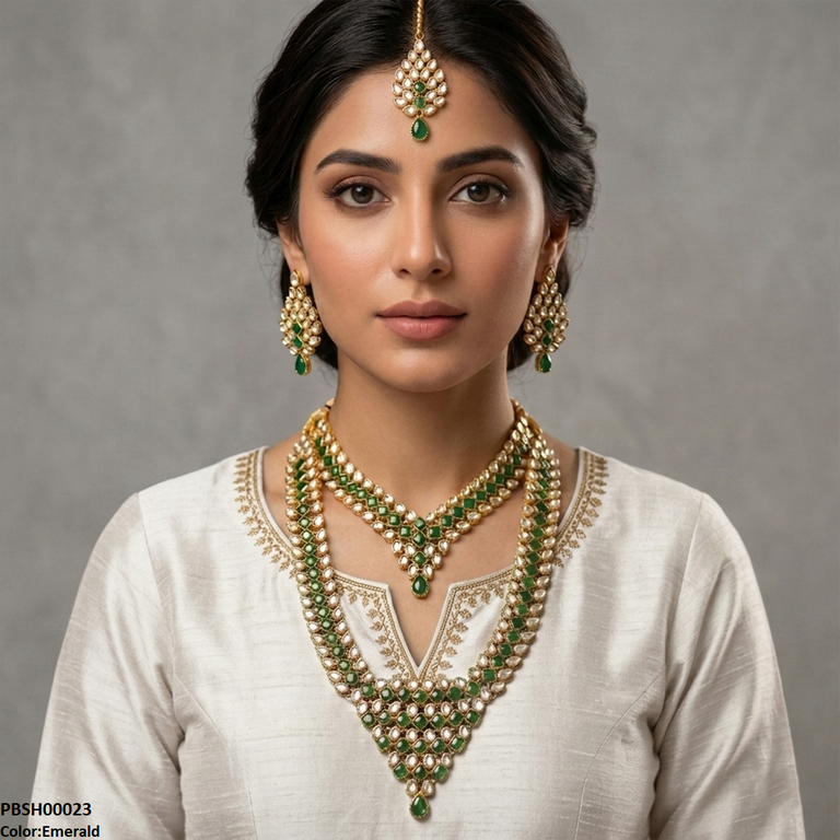 Square Tear Drop Bridal Necklace Set