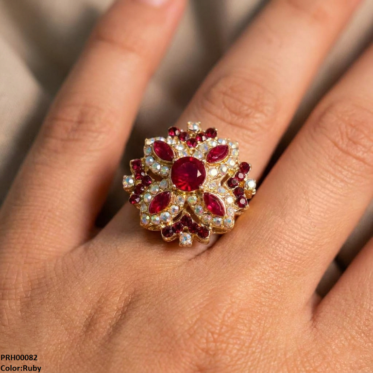 Marquise Flower Ring Adjustable