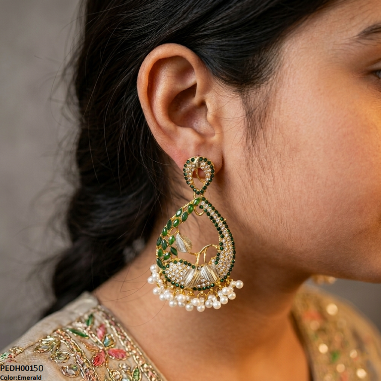 Tear Leaf Pearl Drop Earrings