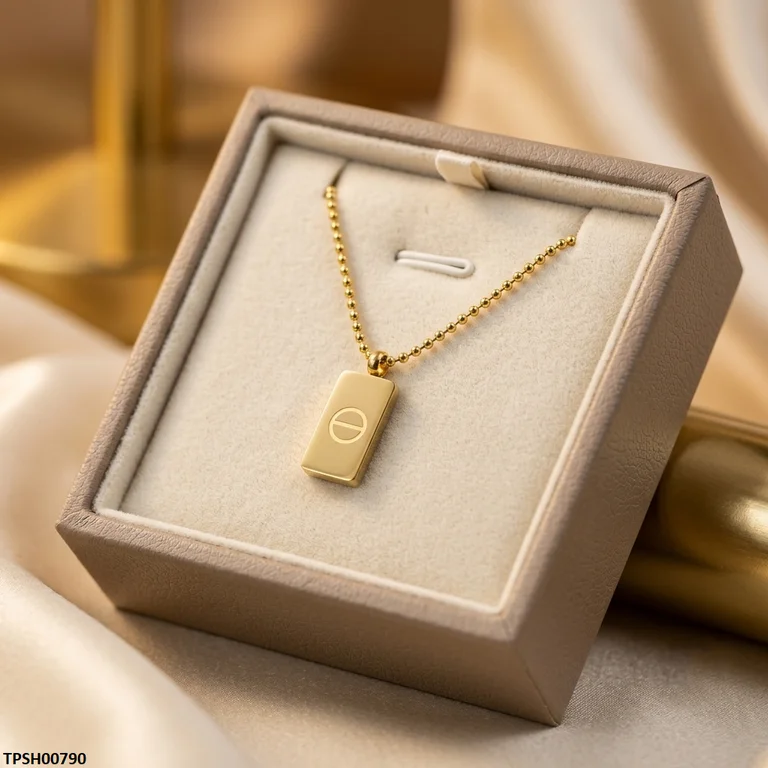 Stainless Steel Gold Brick Drop Pendant