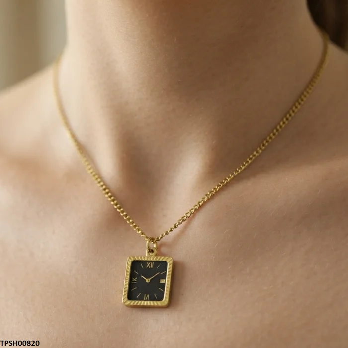 Stainless Steel Square Clock Pendant