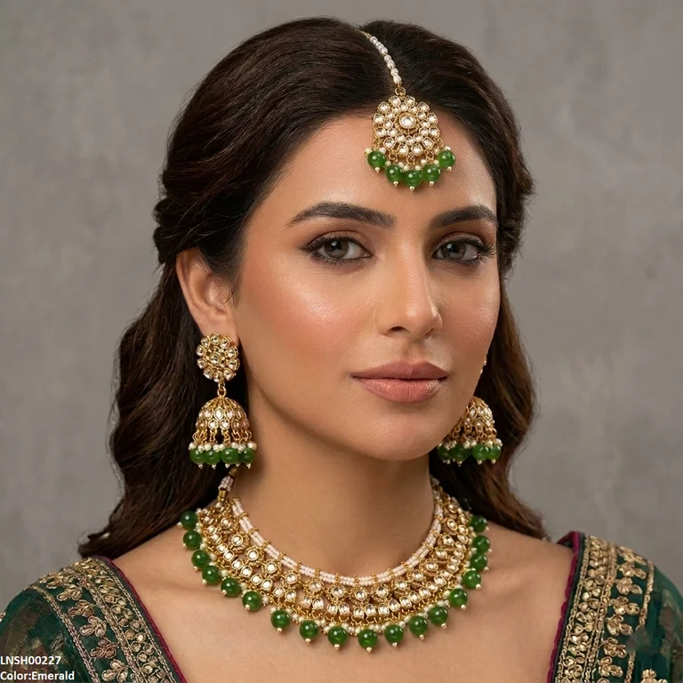 Round Flower Rajwari Necklace Set