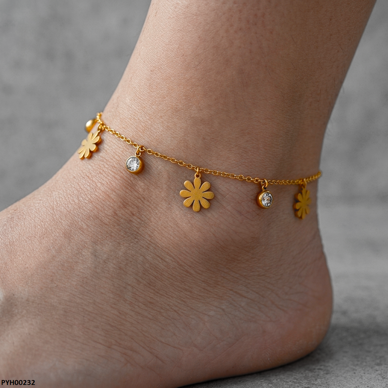 Stainless Steel Flower Anklets