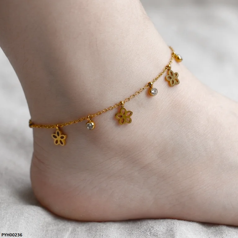 Stainless Steel Flower Anklets