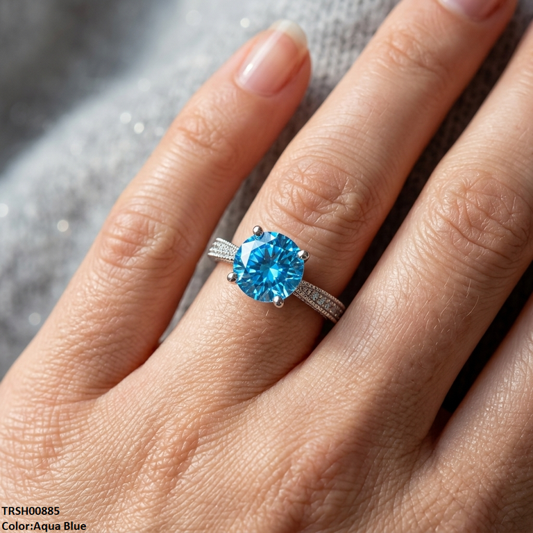 Round Stone Ring Adjustabe