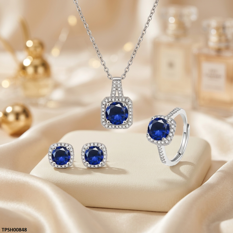 Square Zircon Pendant Set