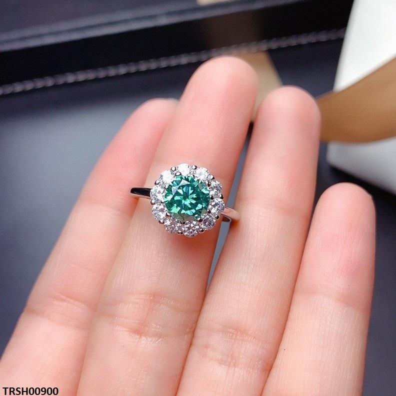 Round Green Zircon Stone Ring Adjustable