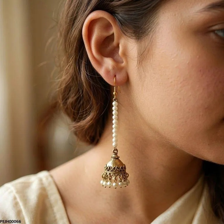 Antique Bell Peral Drop Jhumki
