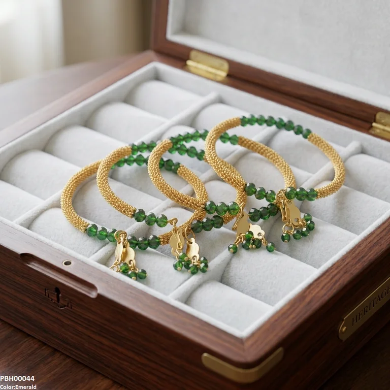 Round Pearl Drop Bangles Set