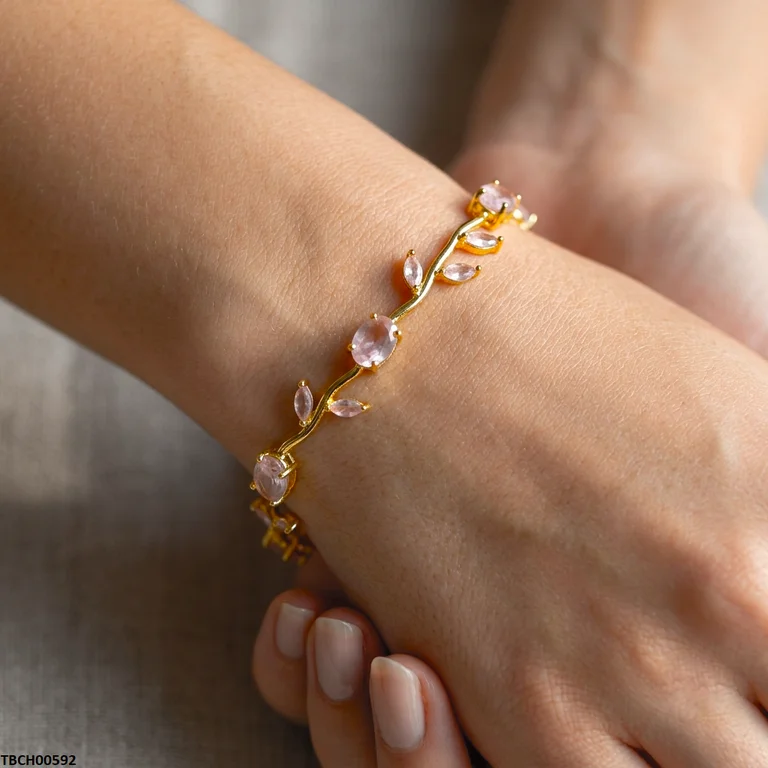 Tulip Leaf Pink Stone Bracelet