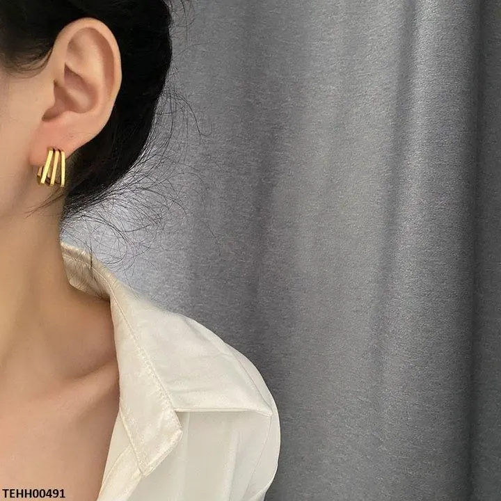 Stainless Steel Three Frame Square Hoops Pair