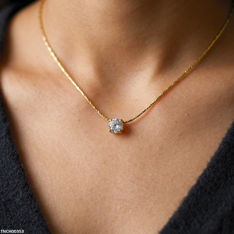 Stainless Steel Round Stone Necklace