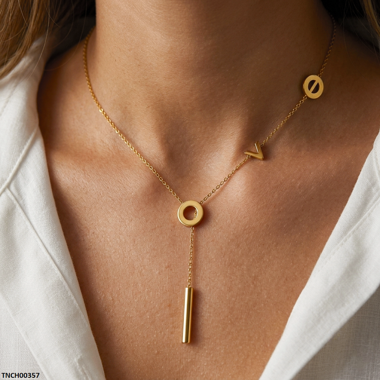Stainless Steel Round Stick Drop Necklace