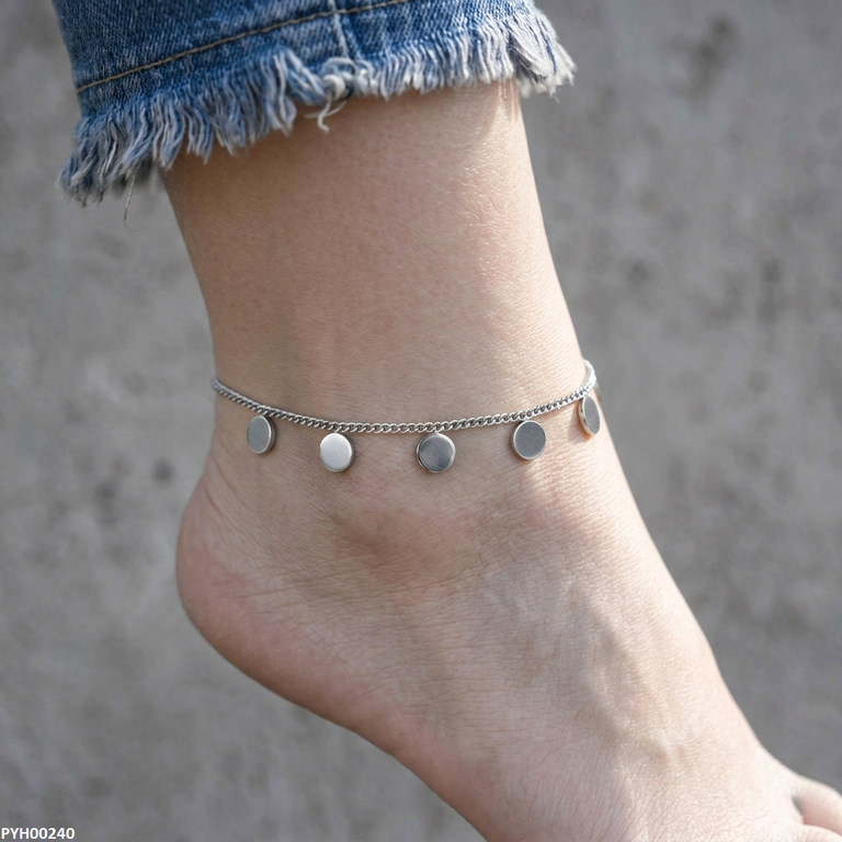 Stainless Steel Round Drop Foot Anklet