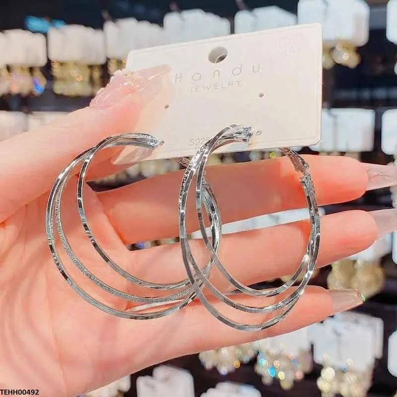 Round Layered Ear Hoops Pair