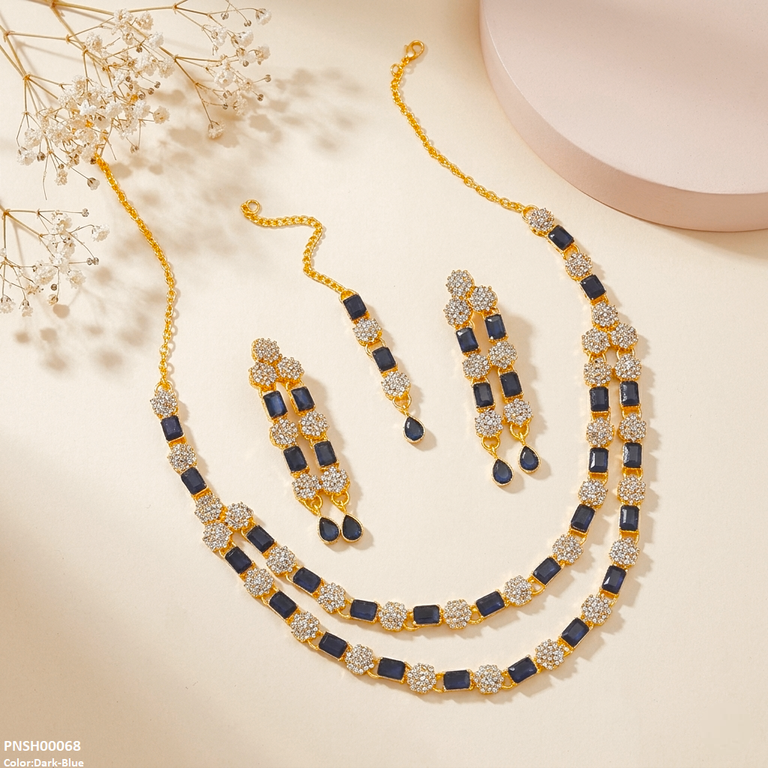Rectangle/Double Layer Necklace Set