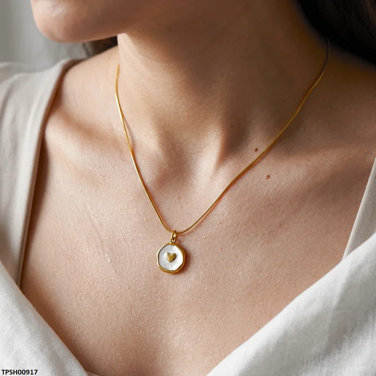 Stainless Steel Round Heart Pendant