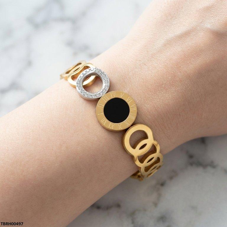 Stainless Steel Black/White Round Bracelet