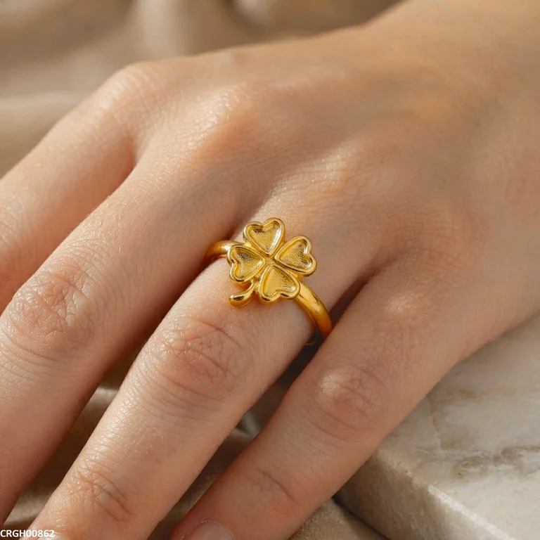 Clover Flower Stainless Steel Ring Adjustable
