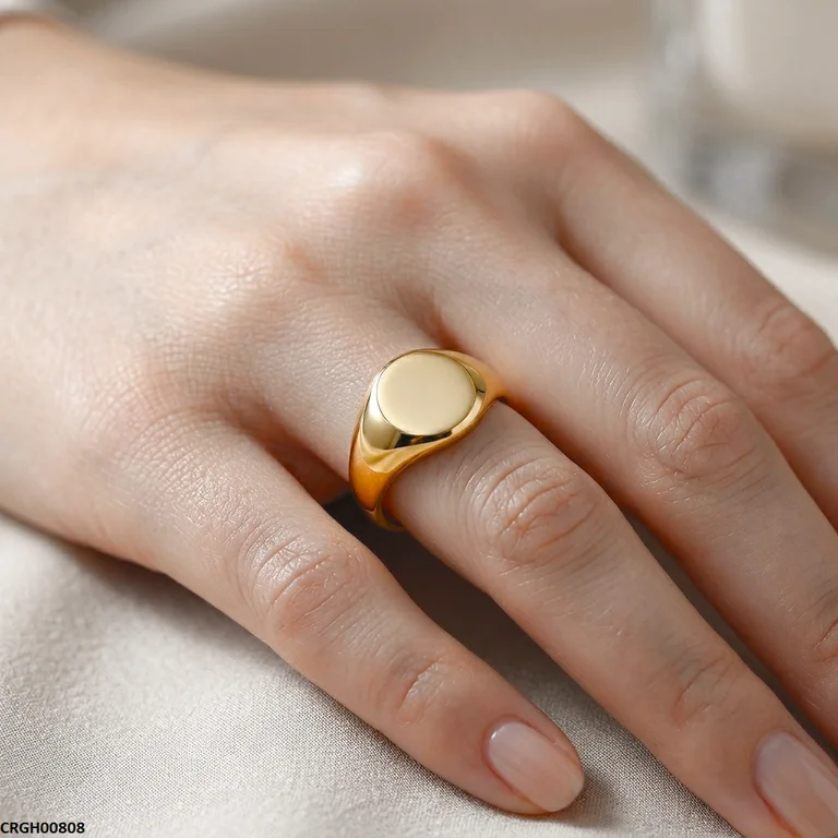 Stainless Steel Oval Signet Ring Adjustable