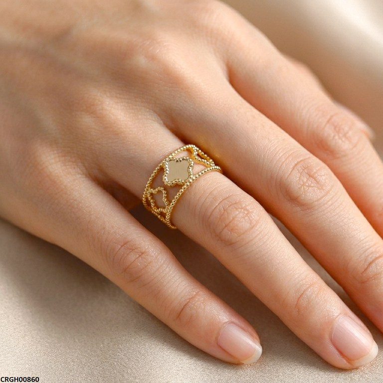 Clover Flower Stainless Steel Ring Adjustable