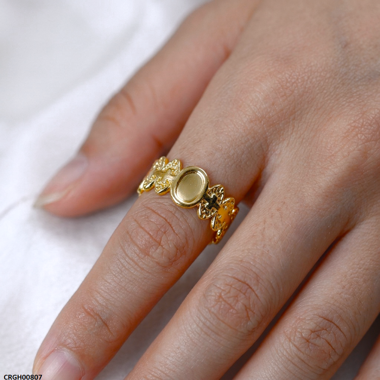 Stainless Steel Oval Vintage Ring Adjustable