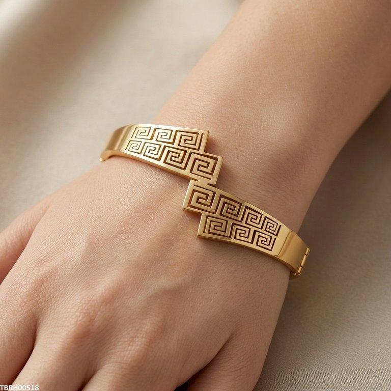 Round Greek Key Stainless Steel Bracelet