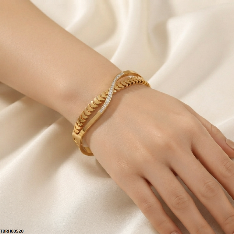 Round Leaf Stone Stainless Steel Bracelet