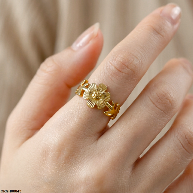 Sunflower Stainless Steel Ring Adjustable
