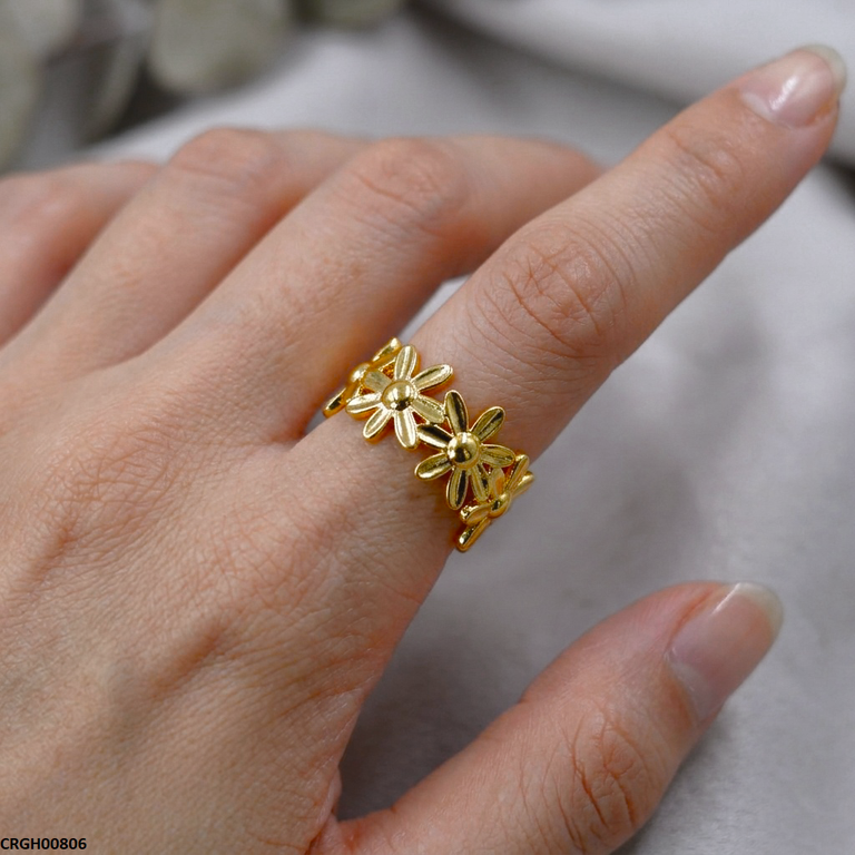 Stainless Steel Flora Crown Ring Adjustable