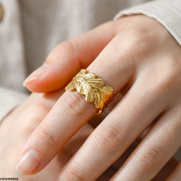 Round Leaf Stainless Steel Ring Adjustable